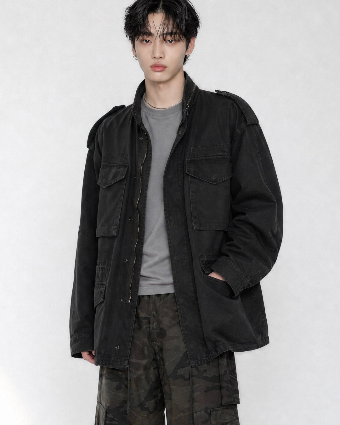 (UNISEX) M-65 Washed Field Jacket