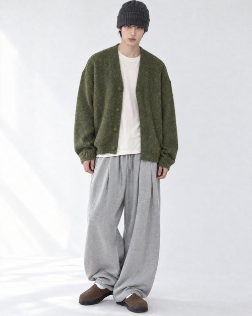 (UNISEX) Bulky Brush Wool Cardigan