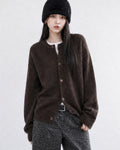 (UNISEX) Wool-mix Heavy Brush Knit Cardigan