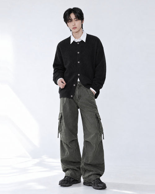 (UNISEX) Brioche Crew Neck Cardigan