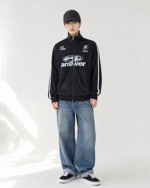 (UNISEX) Velour Track Jersey Jacket