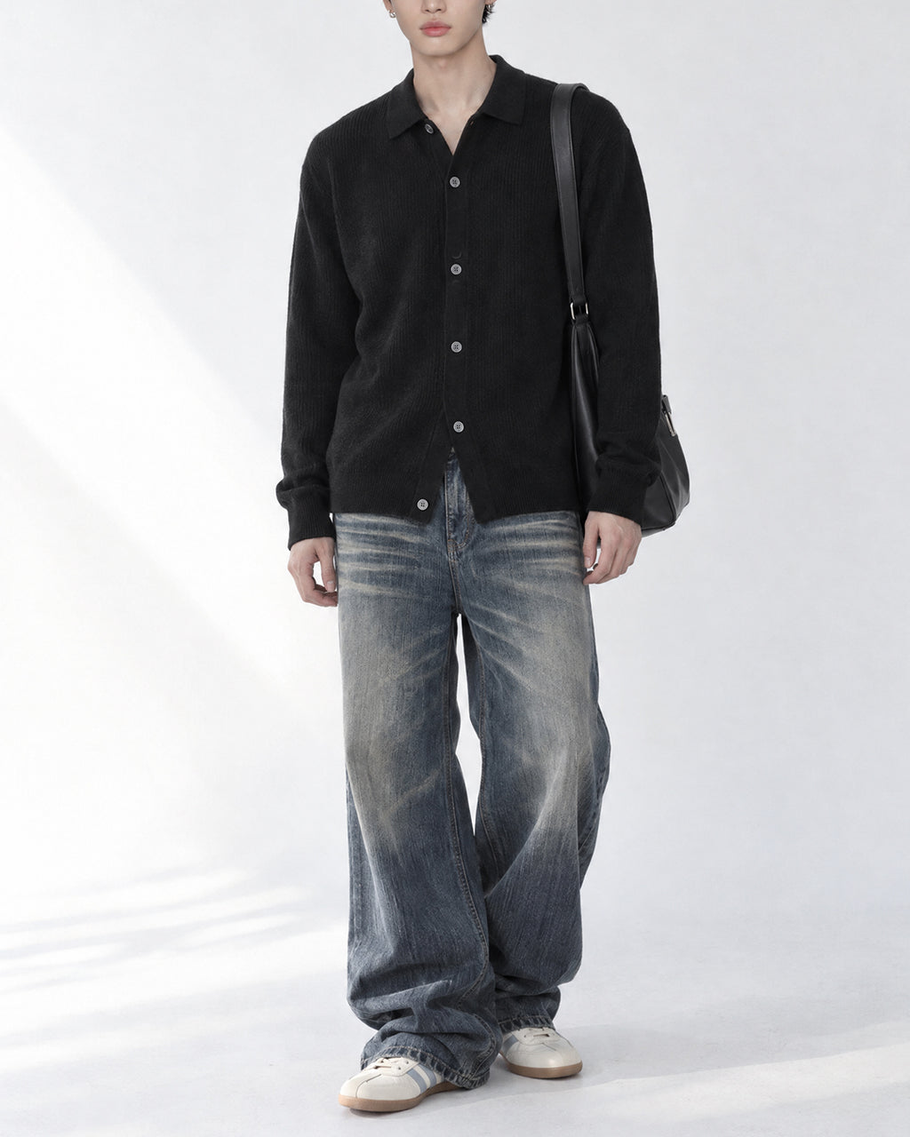 (UNISEX) Cashmere Like Soft Collar Cardigan