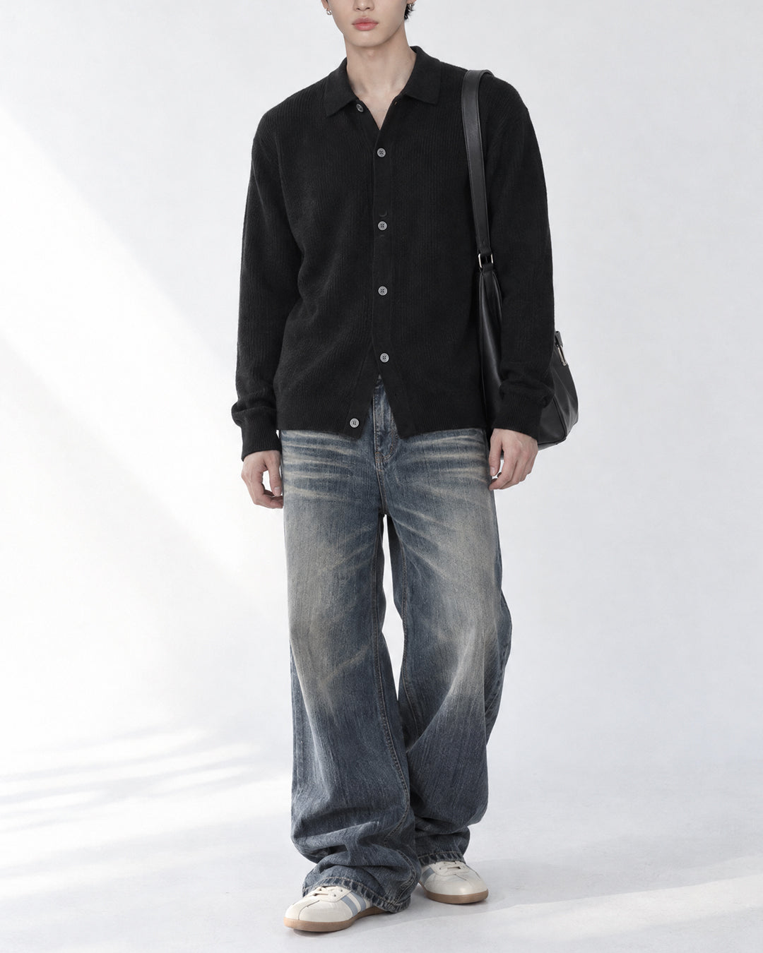 (UNISEX) Cashmere Like Soft Collar Cardigan