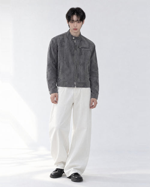 (UNISEX) Le Mans Biker Suede Crop Jacket