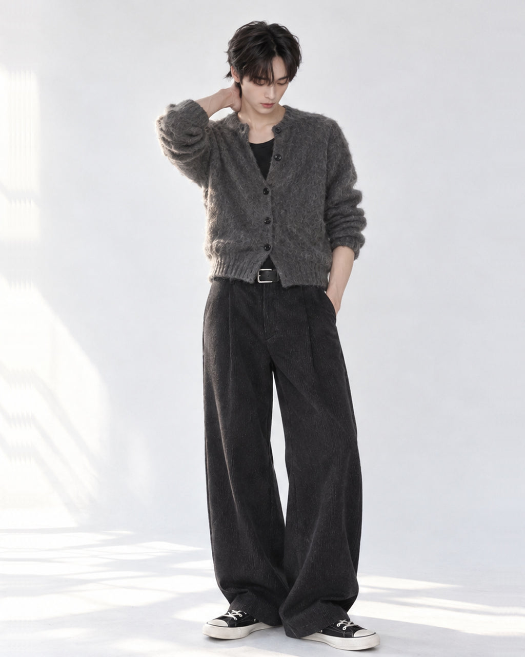 (UNISEX) Angora Crop Cardigan