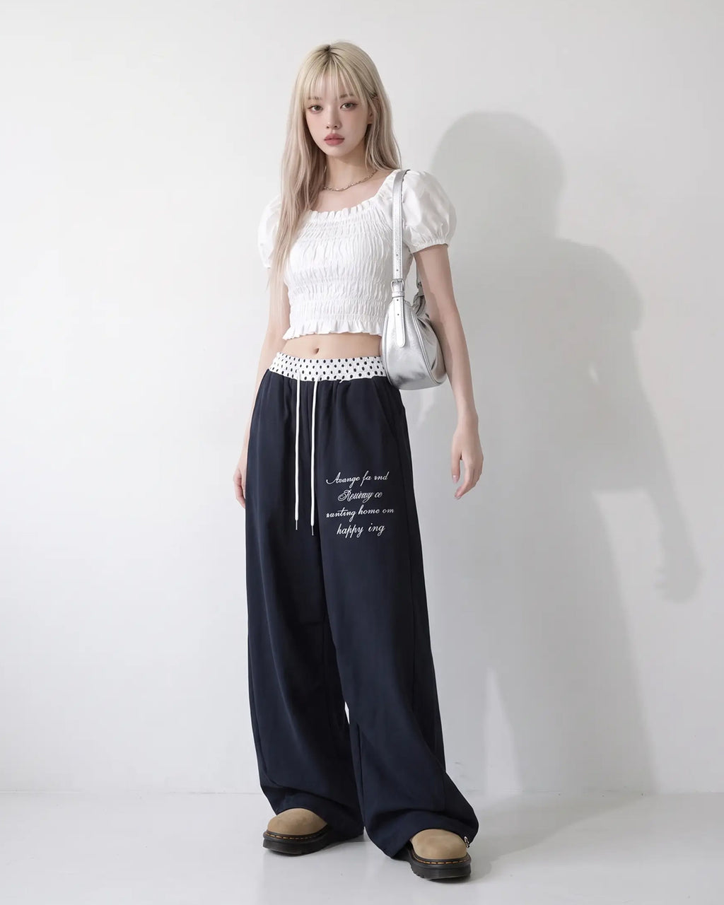 (W's) Dot Banding Wide Sweatpants