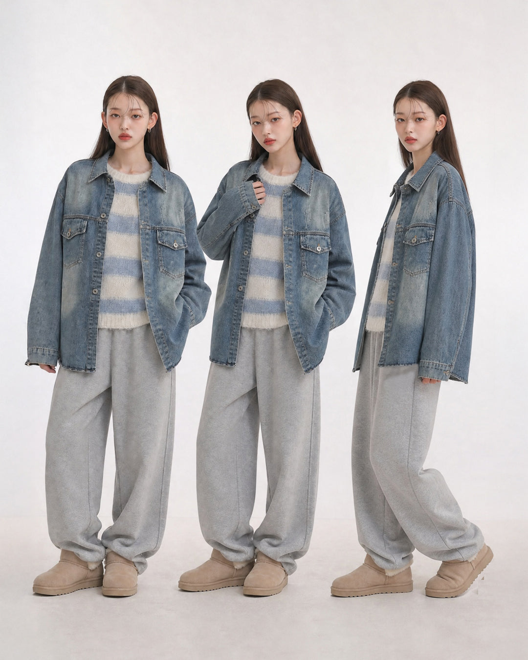 (UNISEX) Scratch Denim Shirts Jacket