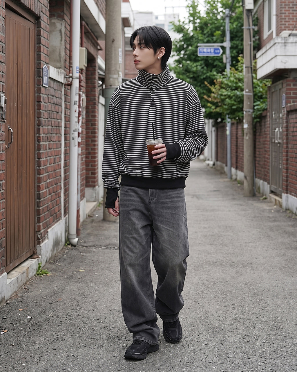 (UNISEX) 2Way Finger Hole Fleece Top