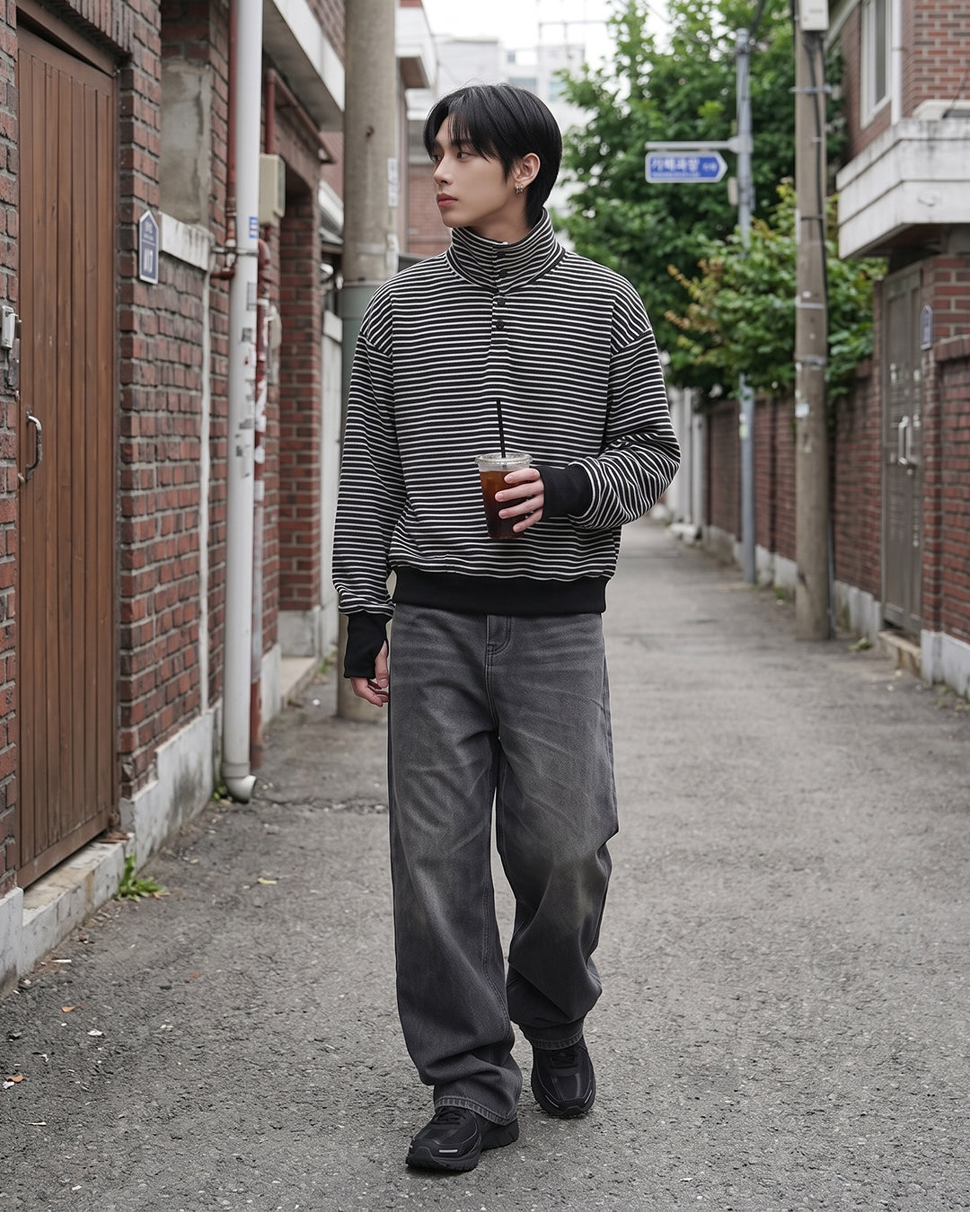 (UNISEX) 2Way Finger Hole Fleece Top