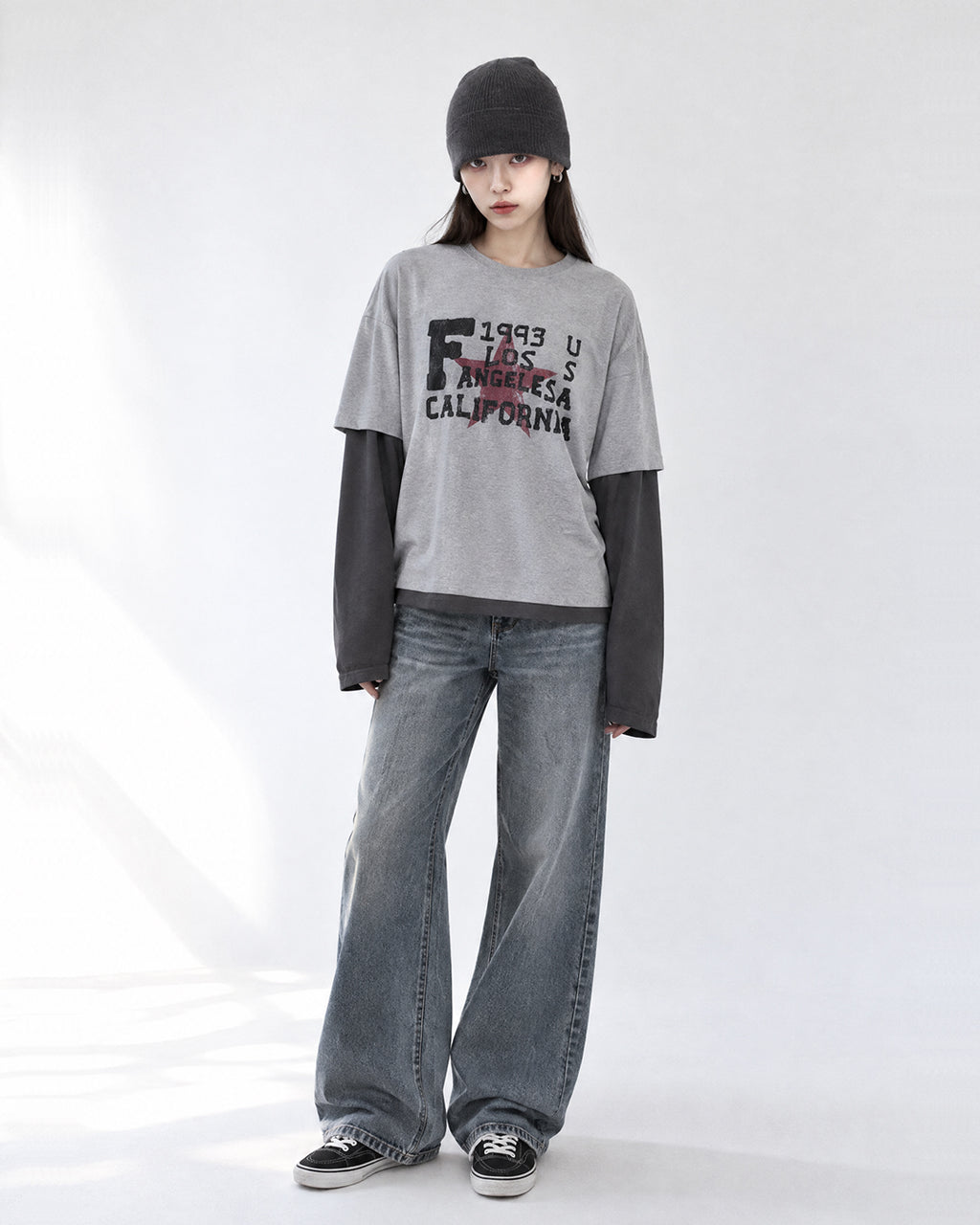 (UNISEX) Retro Star Layered Long Sleeve