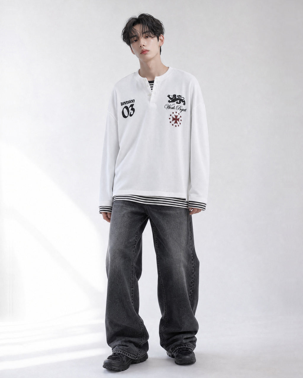 (UNISEX) Project Waffle Henley Long Sleeve