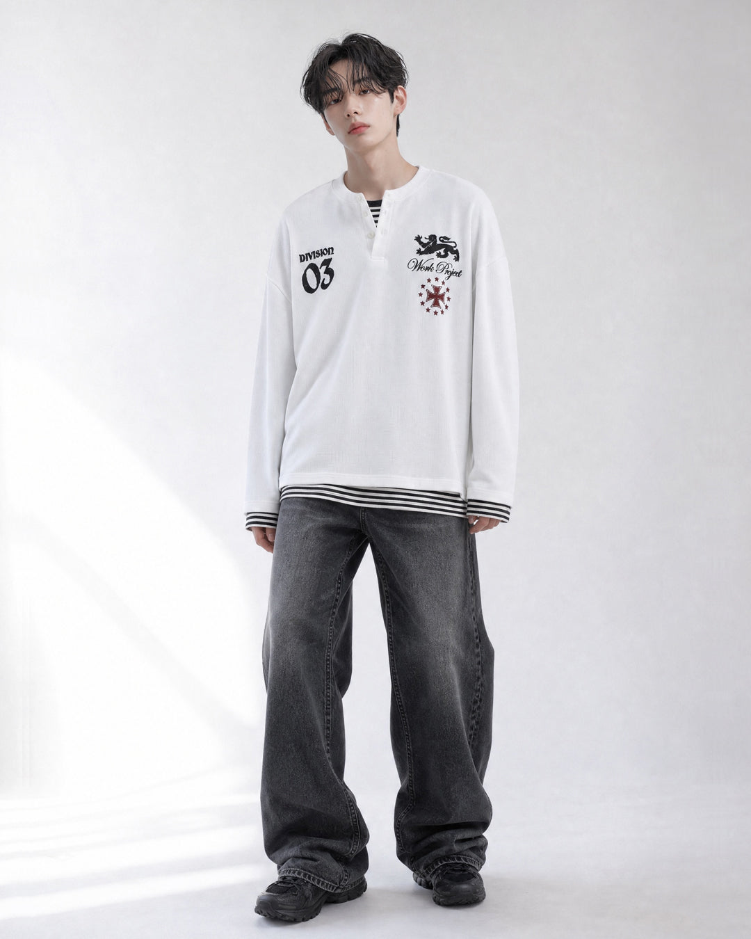 (UNISEX) Project Waffle Henley Long Sleeve