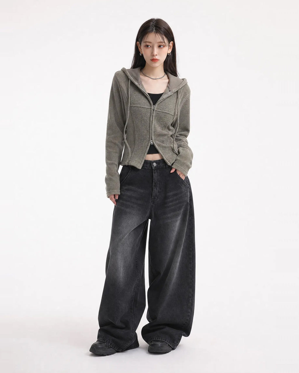 (W's) Side Slit Ribbed Hoodie