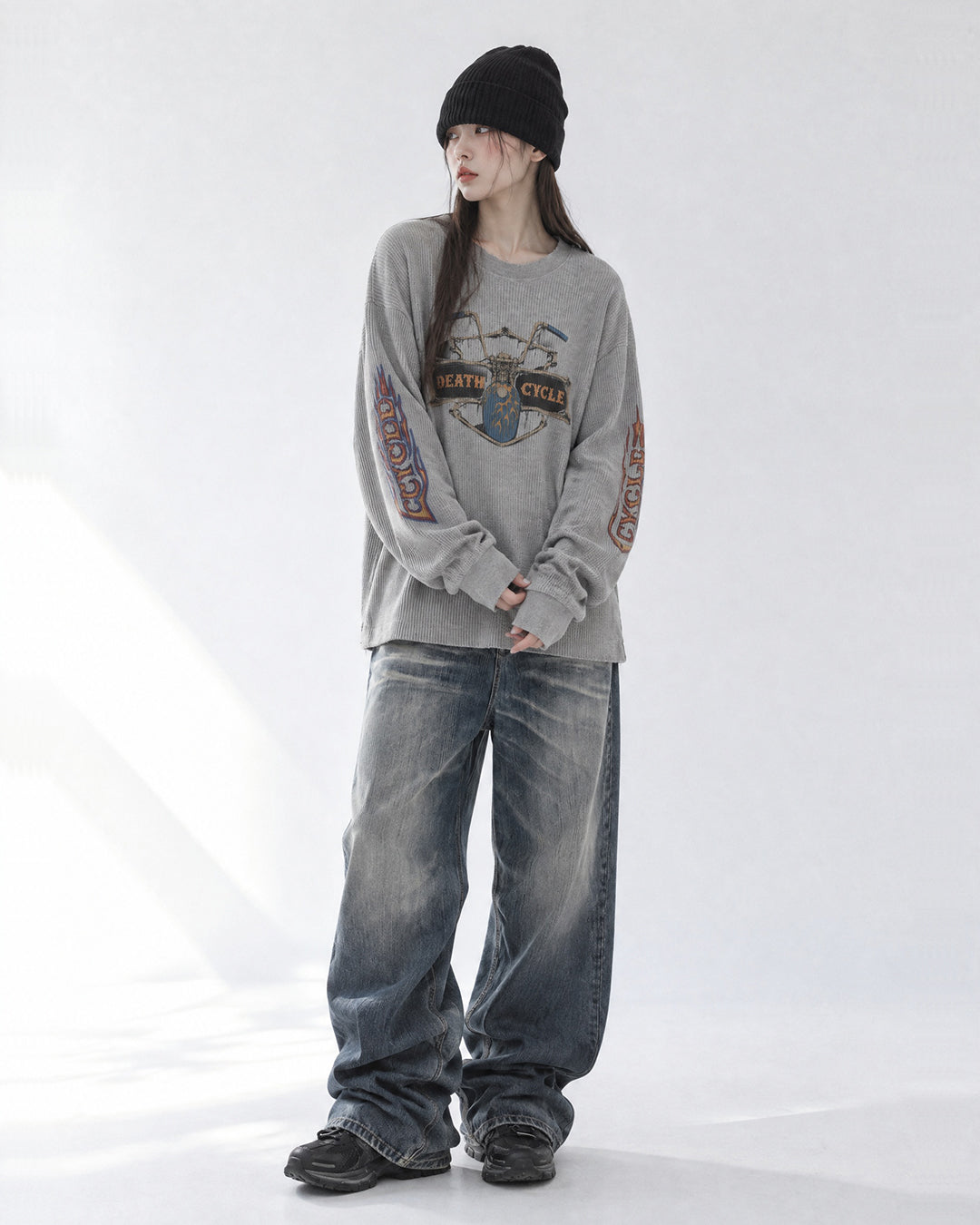 (UNISEX) Cycle Washed Waffle Long Sleeve