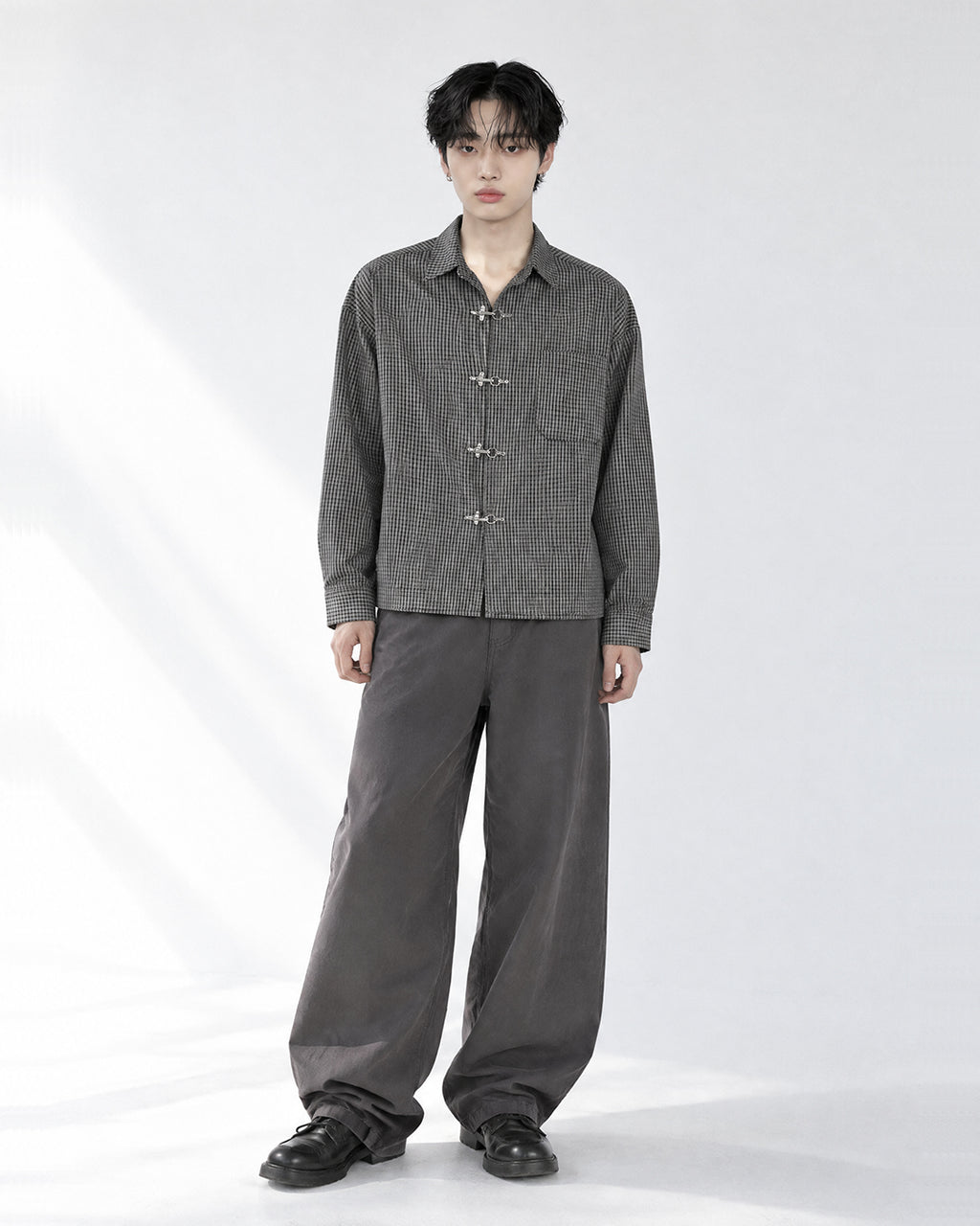 (UNISEX) Fireman Buckle Check Shirt