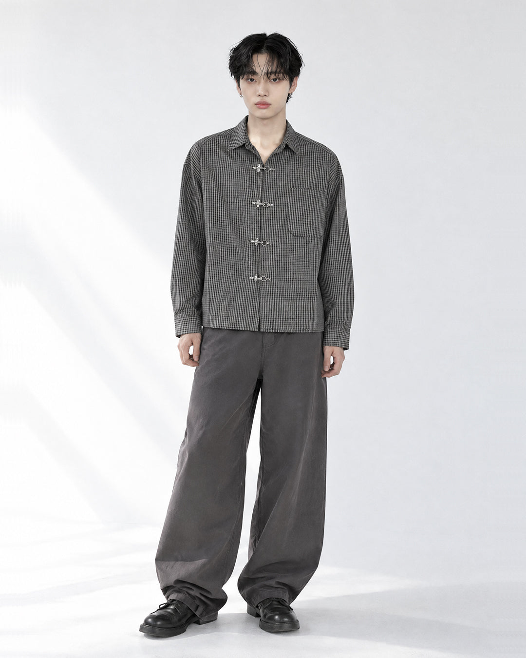 (UNISEX) Fireman Buckle Check Shirt