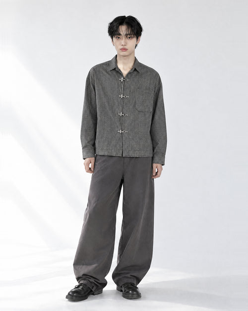 (UNISEX) Fireman Buckle Check Shirt