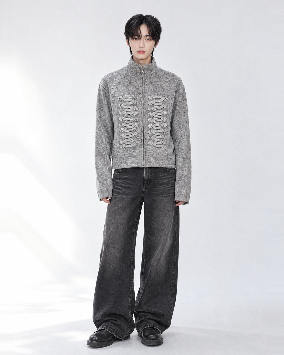 (UNISEX) Napoleon Braid Knit Zip Up