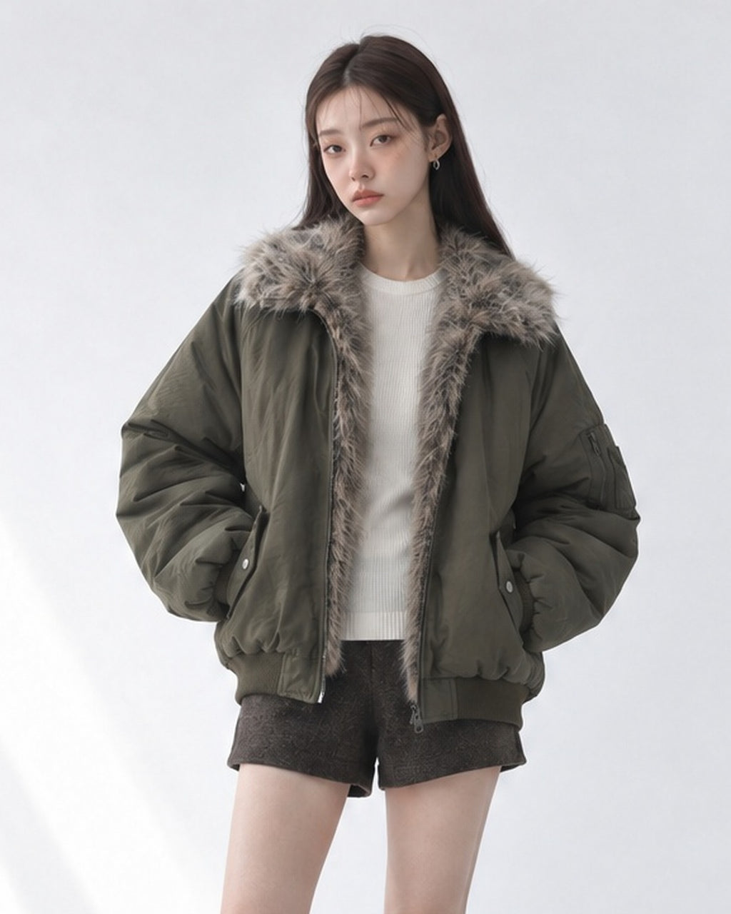 (UNISEX) Fur Trimming Quilted MA-1