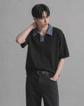 (M's) Denim Collar Half Knit