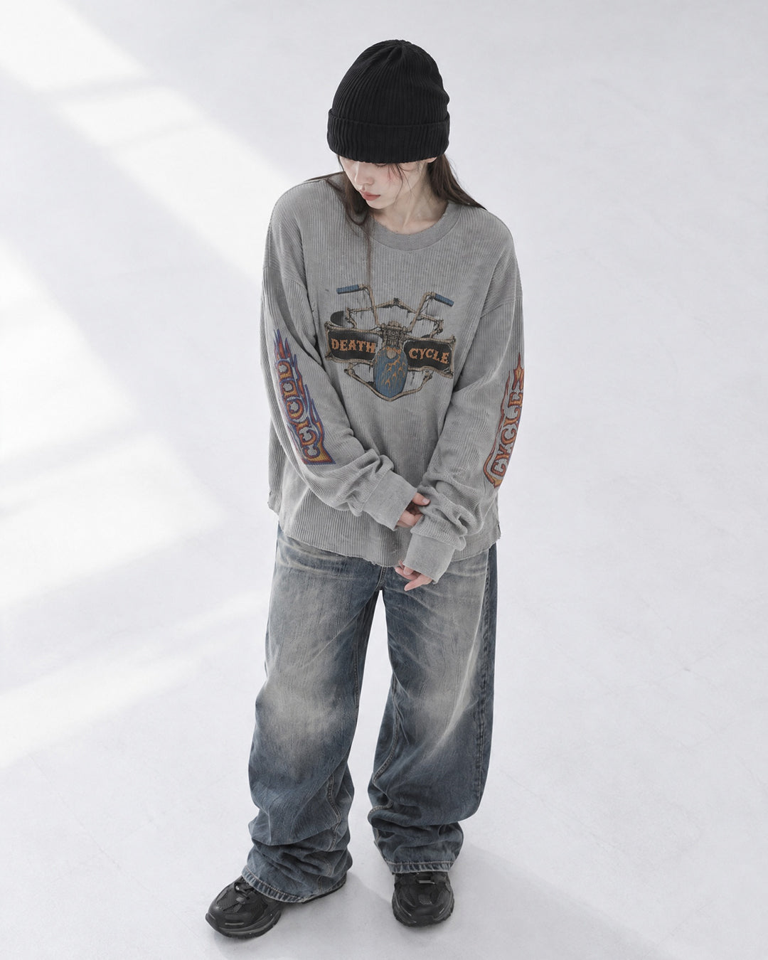 (UNISEX) Cycle Washed Waffle Long Sleeve