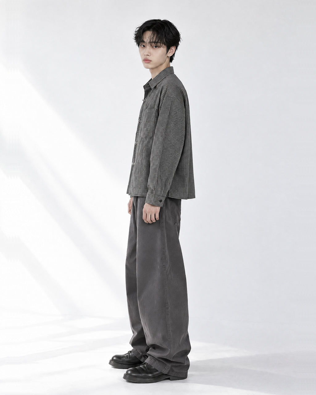 (UNISEX) Fireman Buckle Check Shirt