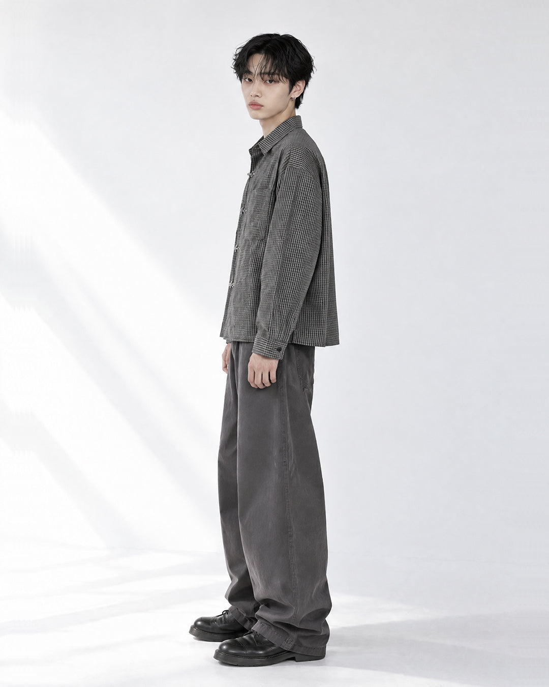 (UNISEX) Fireman Buckle Check Shirt