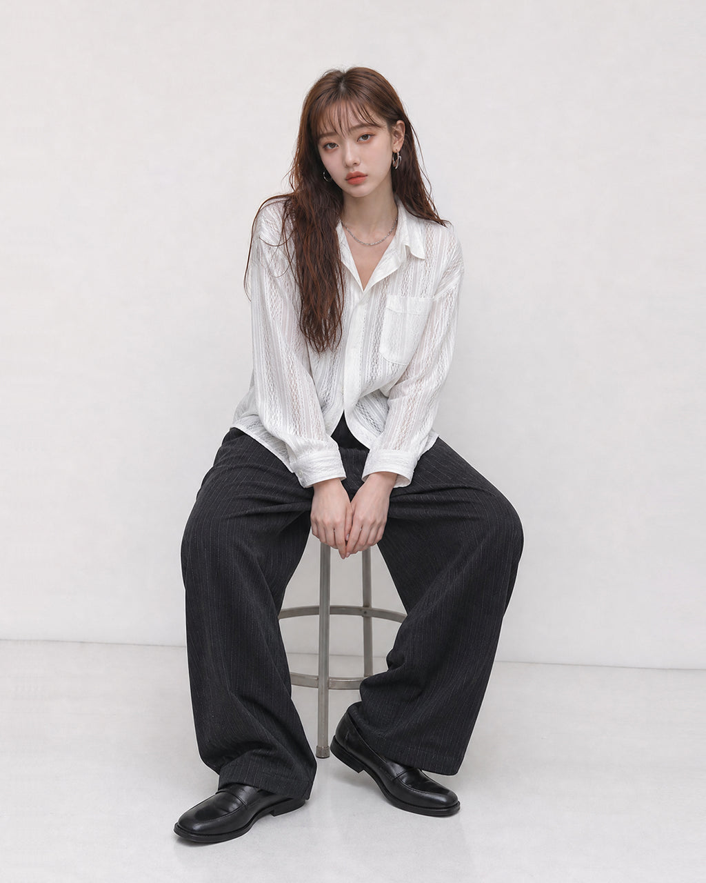 (UNISEX) Airy Lace Net Shirt