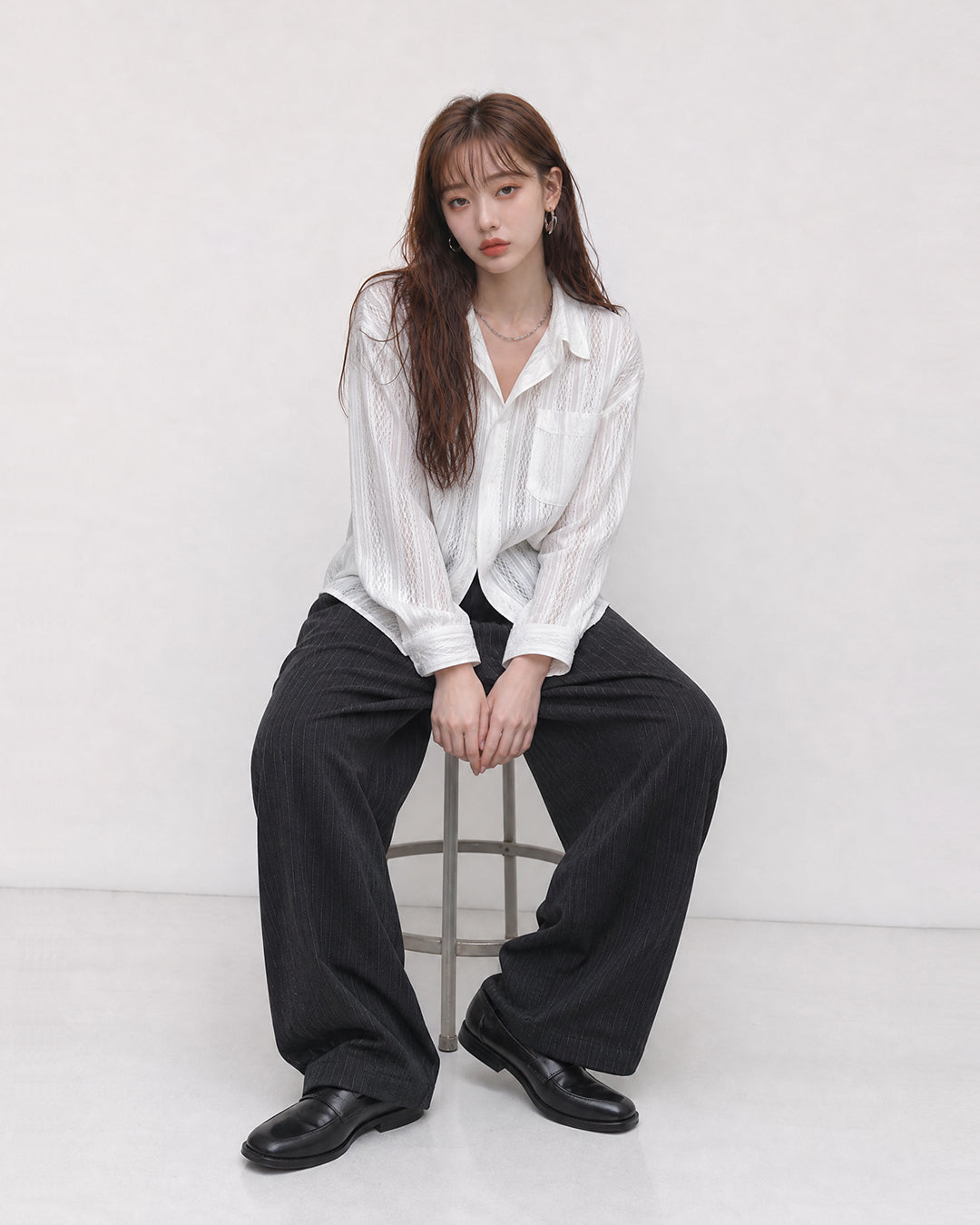 (UNISEX) Airy Lace Net Shirt