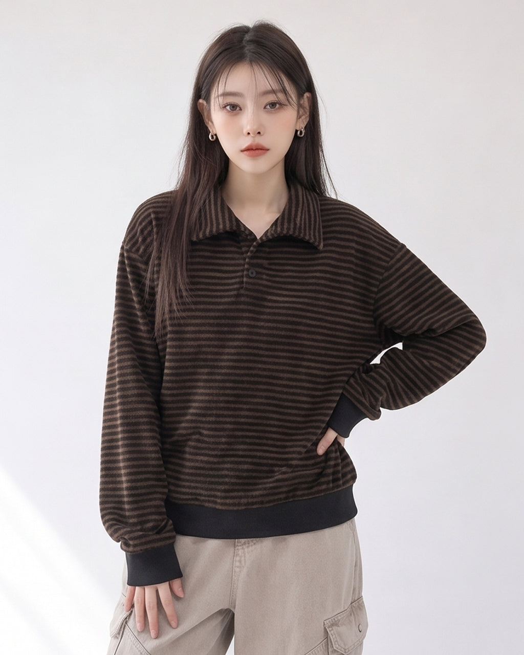 (UNISEX) 2Way Finger Hole Fleece Top