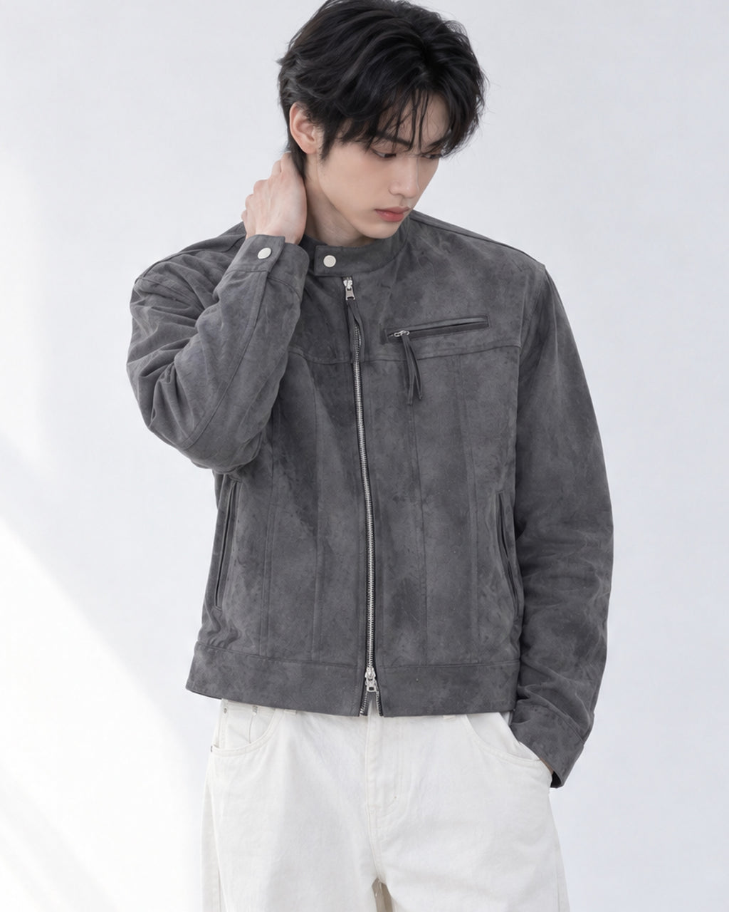 (UNISEX) Le Mans Biker Suede Crop Jacket