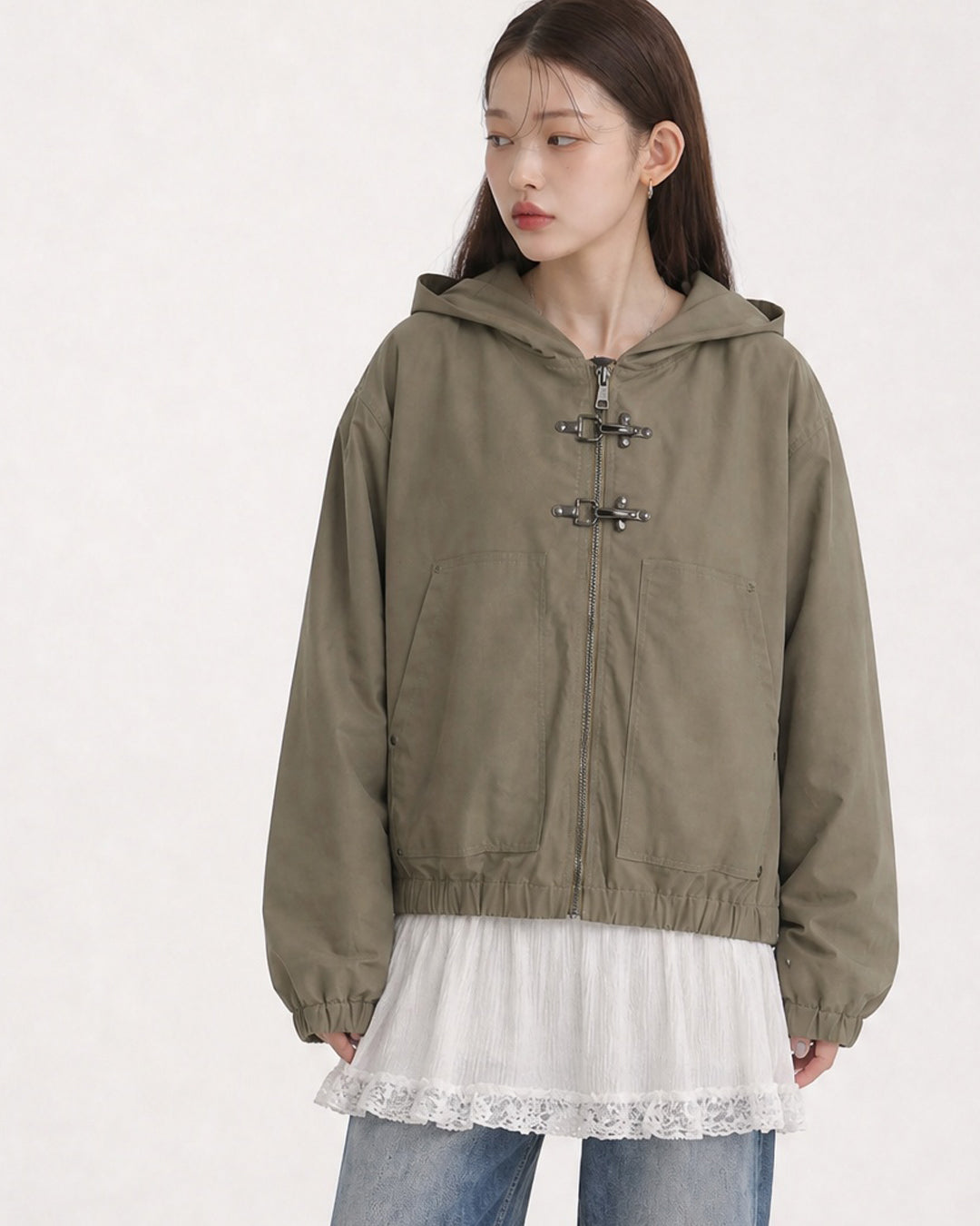 (UNISEX) Buckle Hood Jumper
