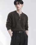 (UNISEX) Pone Henley Neck Wool Mix Knit