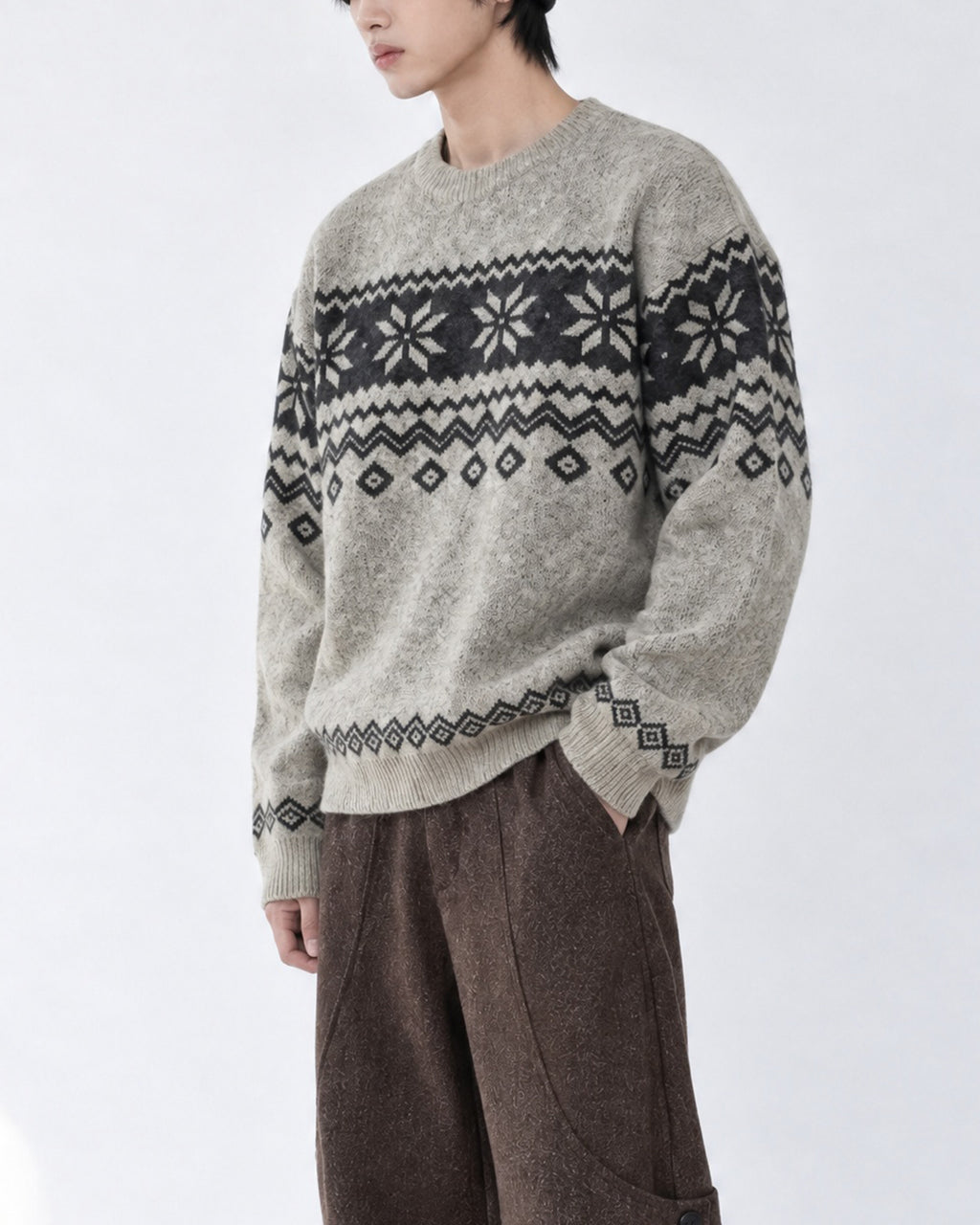 (UNISEX) Plain Nordic Knit
