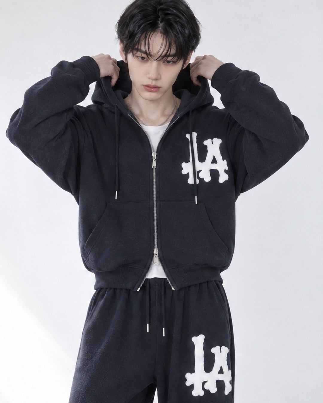 (UNISEX) LA Crop Hood Zip-up
