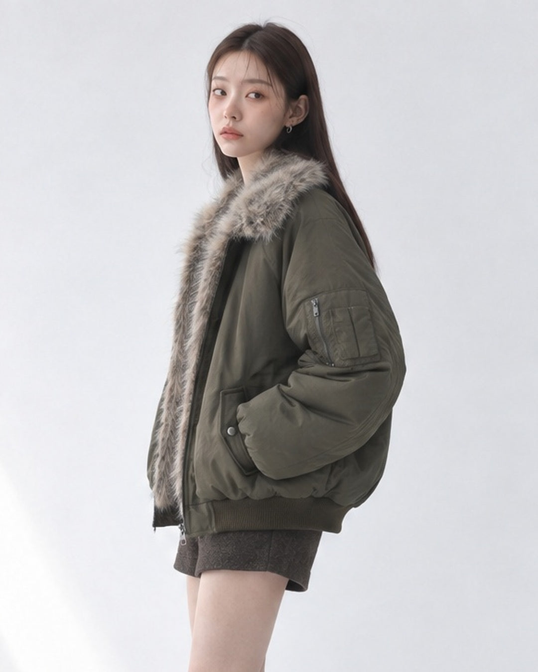(UNISEX) Fur Trimming Quilted MA-1