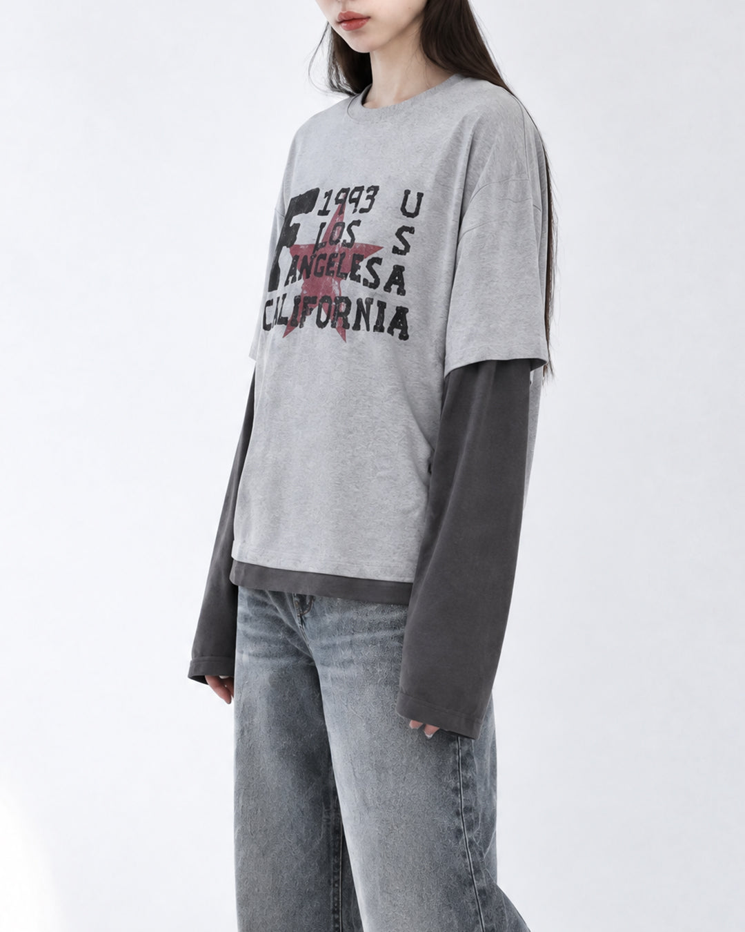 (UNISEX) Retro Star Layered Long Sleeve