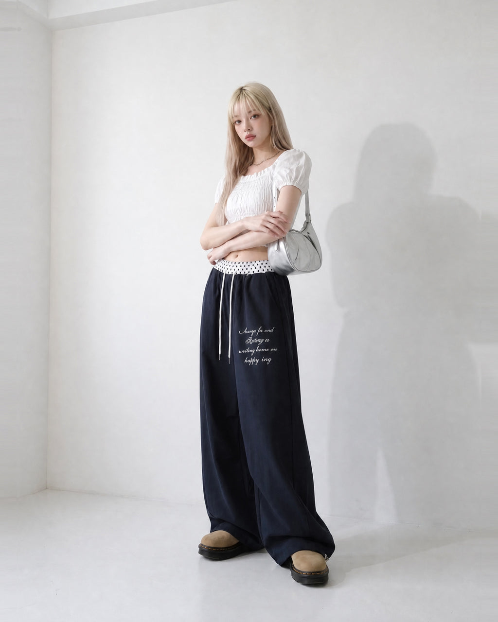 (W's) Dot Banding Wide Sweatpants