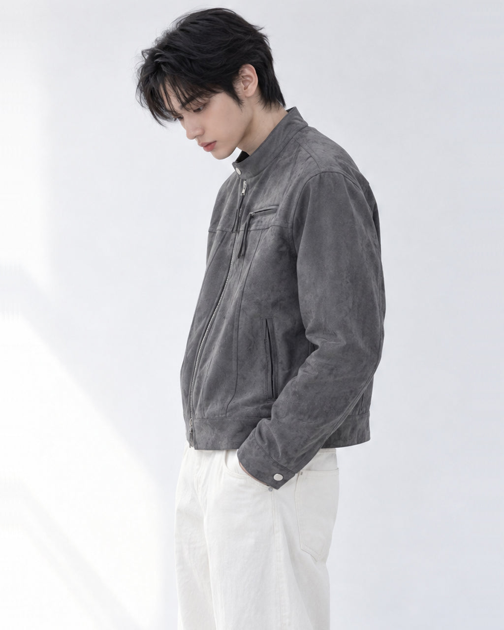 (UNISEX) Le Mans Biker Suede Crop Jacket