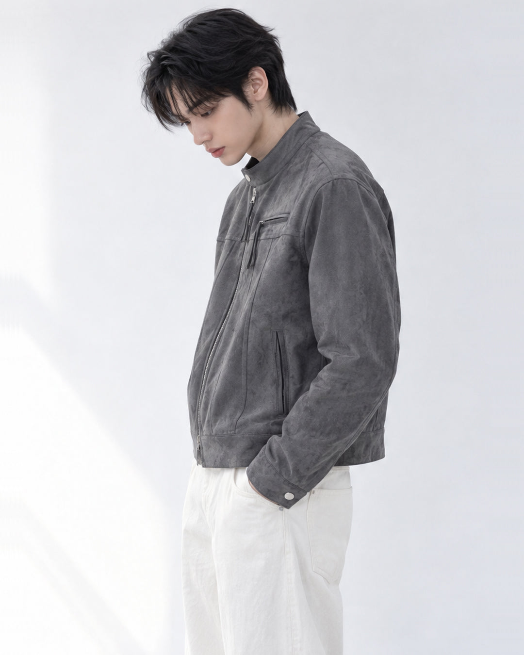 (UNISEX) Le Mans Biker Suede Crop Jacket