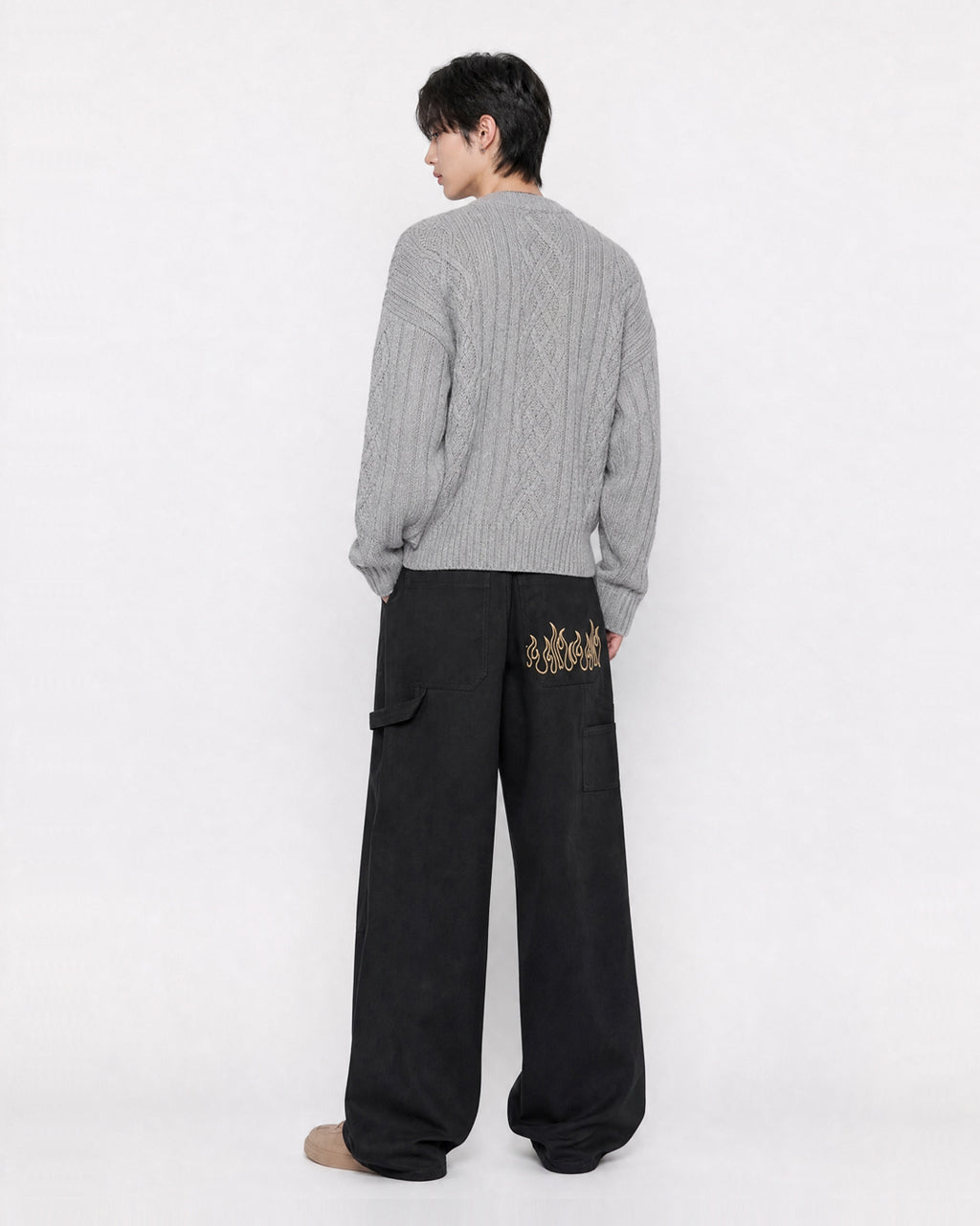 (UNISEX) Flame Double Knee Cotton Pants