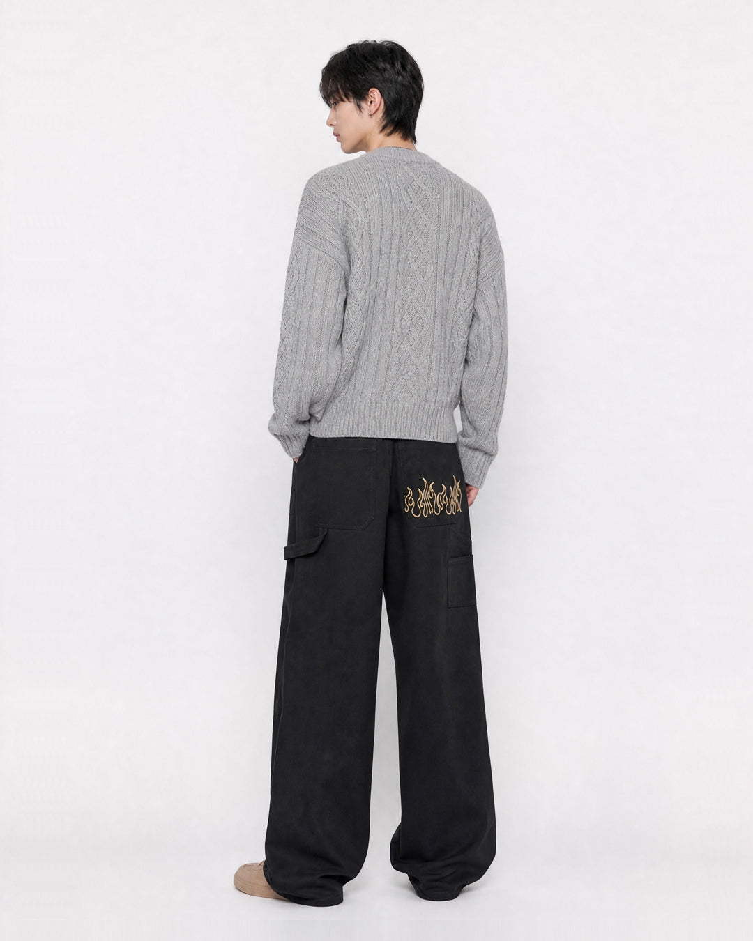 (UNISEX) Flame Double Knee Cotton Pants