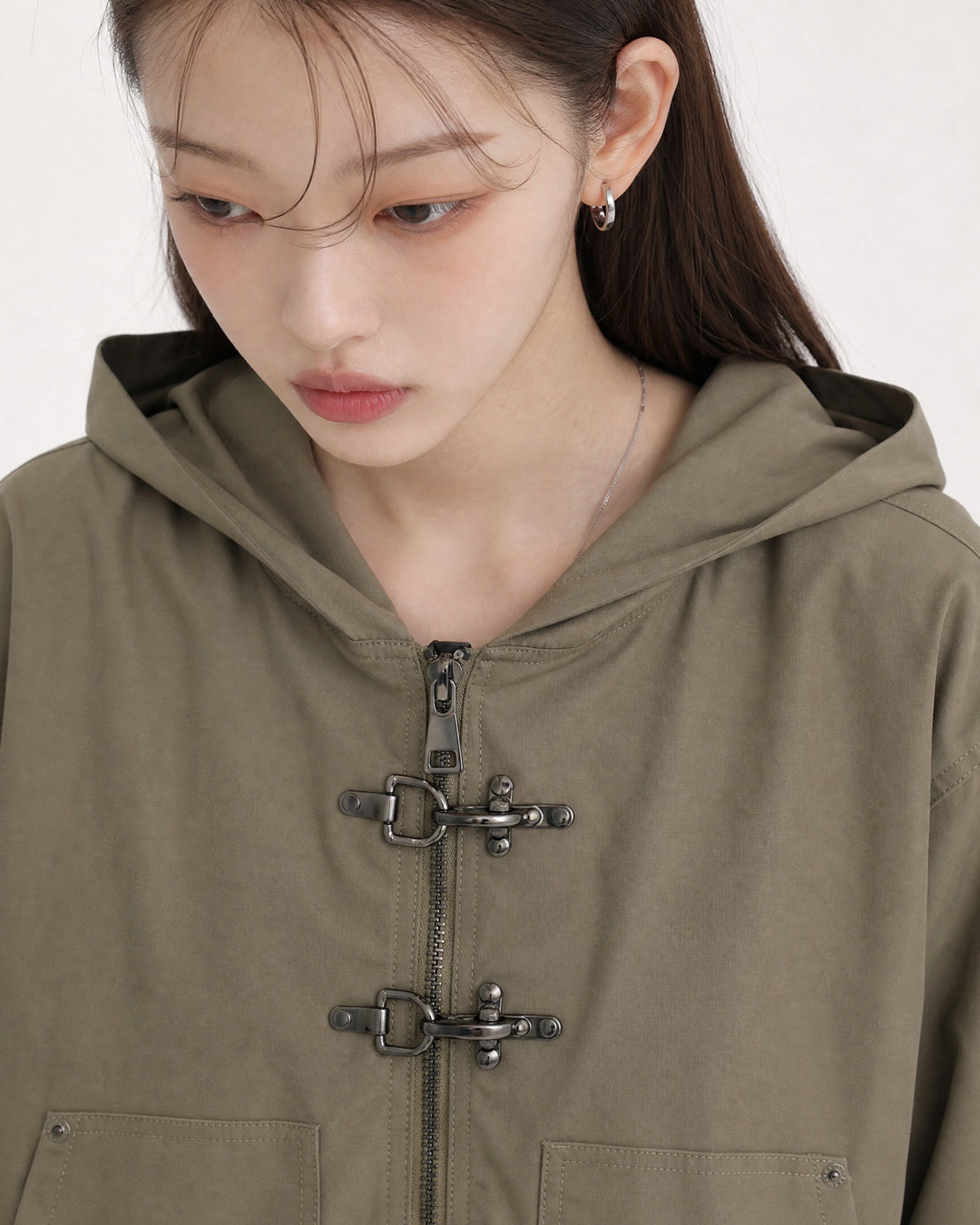 (UNISEX) Buckle Hood Jumper