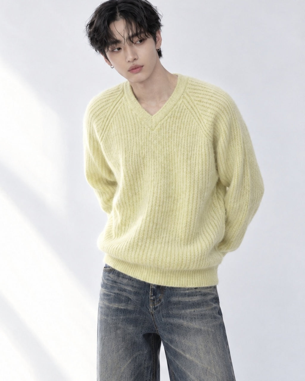 (UNISEX) Clay V-Neck Mohair Knit
