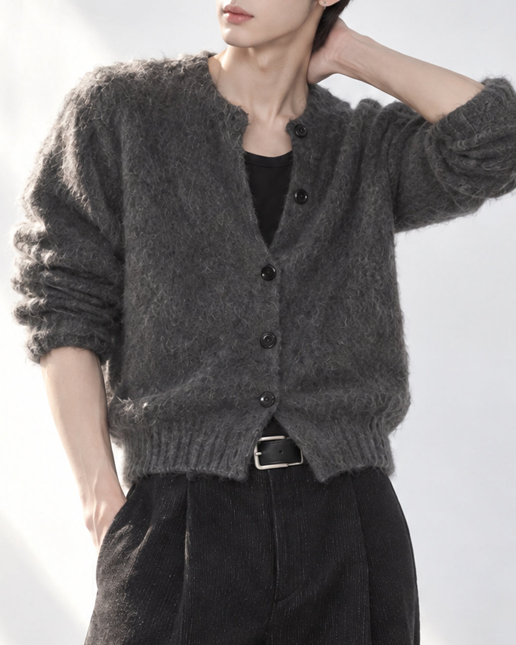 (UNISEX) Angora Crop Cardigan