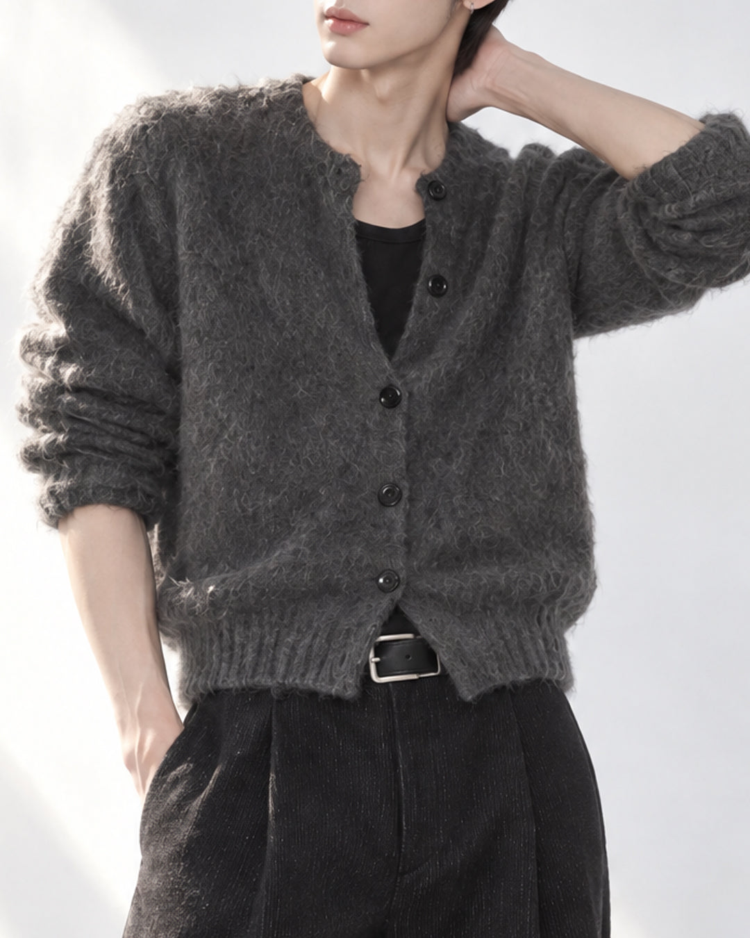 (UNISEX) Angora Crop Cardigan