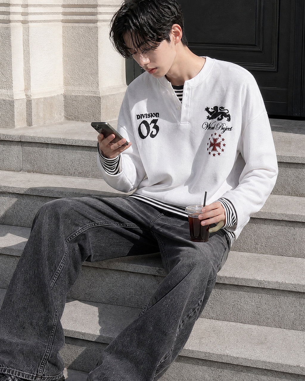 (UNISEX) Project Waffle Henley Long Sleeve