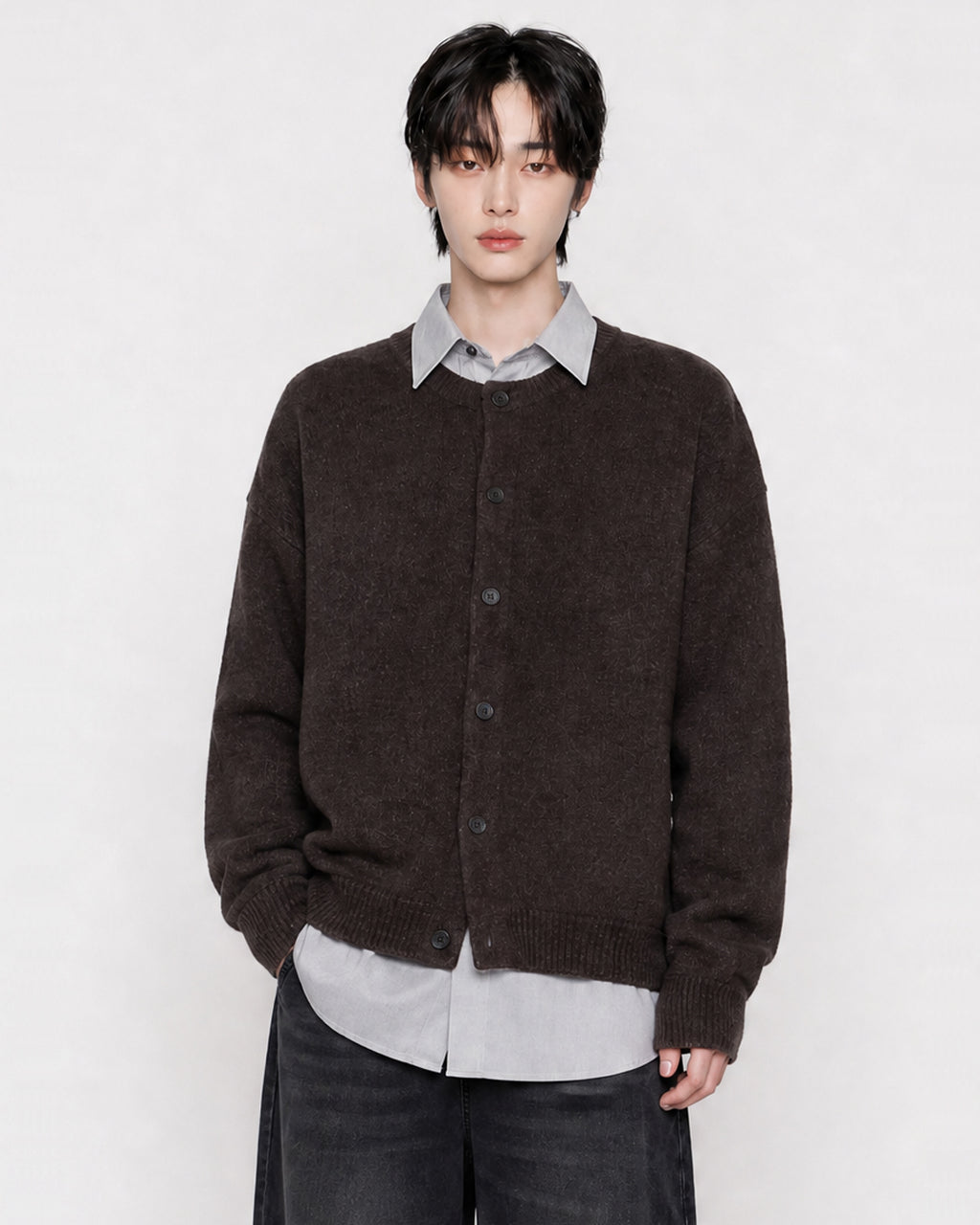 (UNISEX) Wool-Blend Knit Cardigan