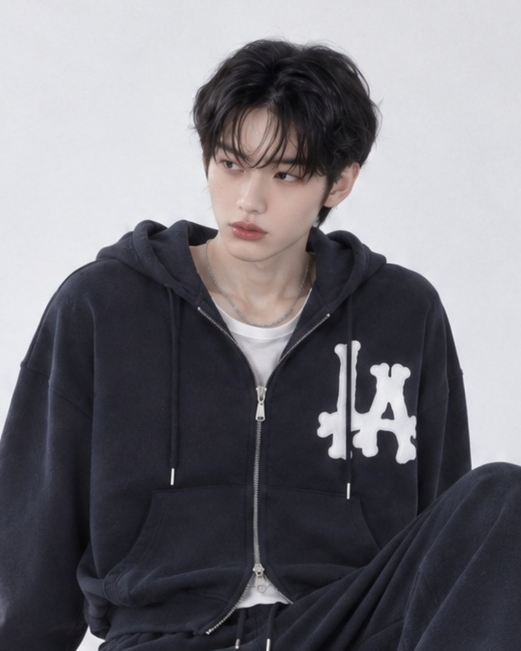 (UNISEX) LA Crop Hood Zip-up