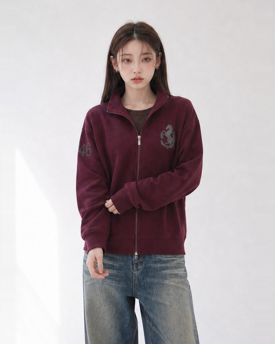 (UNISEX) 46 Horse Jersey Zip-up